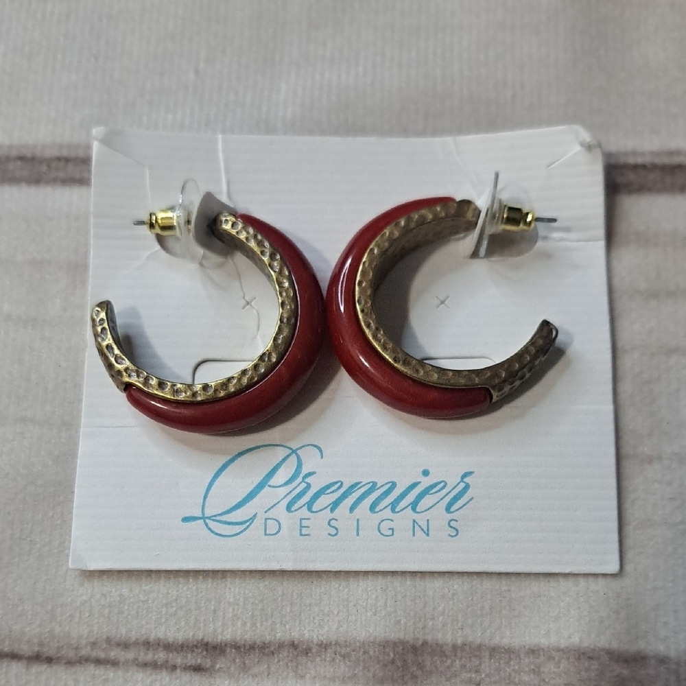 Premier Designs Red Hoop Earrings
